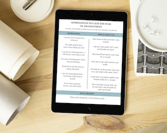 Fear of Abandonment Affirmations | Anxious Attachment Healing Worksheet (PDF)