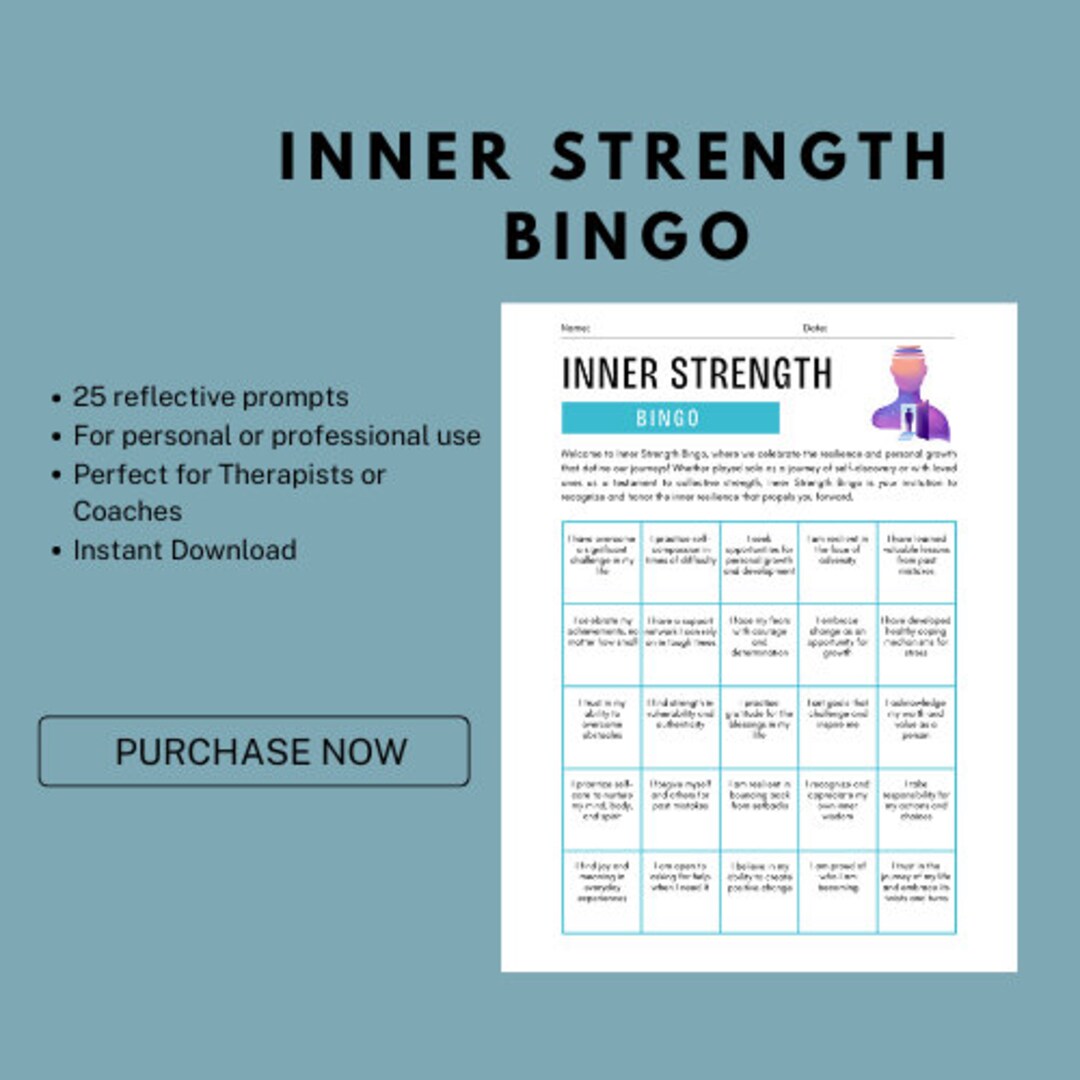 Inner Strength Bingo Card Inner Child Therapy Tools Games Mental Health ...