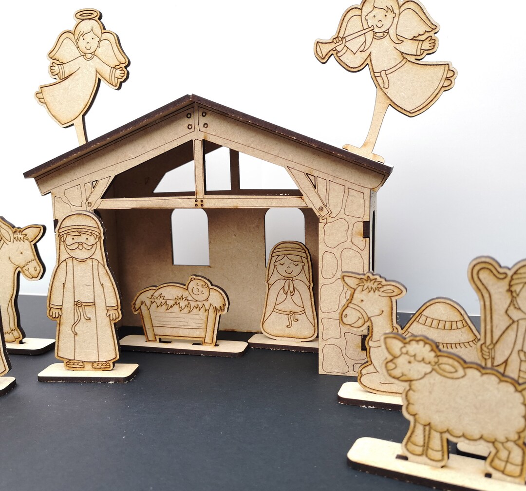 Christmas Nativity Laser File SVG, Christmas Craft Build Your Own Nativity Set, Laser Cut File