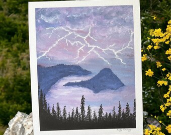 Storm at Crater Lake, Giclee Print, Signed,  8x10