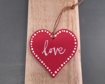 Love Heart Wooden Love Token Gift Handmade Hand-painted Unique Love Sweetheart Romantic