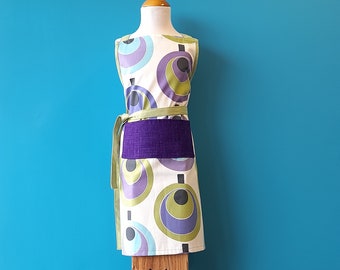 Vintage Fabric Apron Bold Pattern Handmade Stylish Cooking Charity