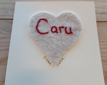 Caru Love Welsh Language Greetings Card Wales Sweetheart Love