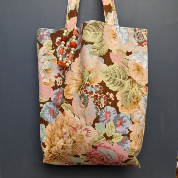 Tote Bag Vintage Fabric Lined Handmade Bag for Life Books Laptop