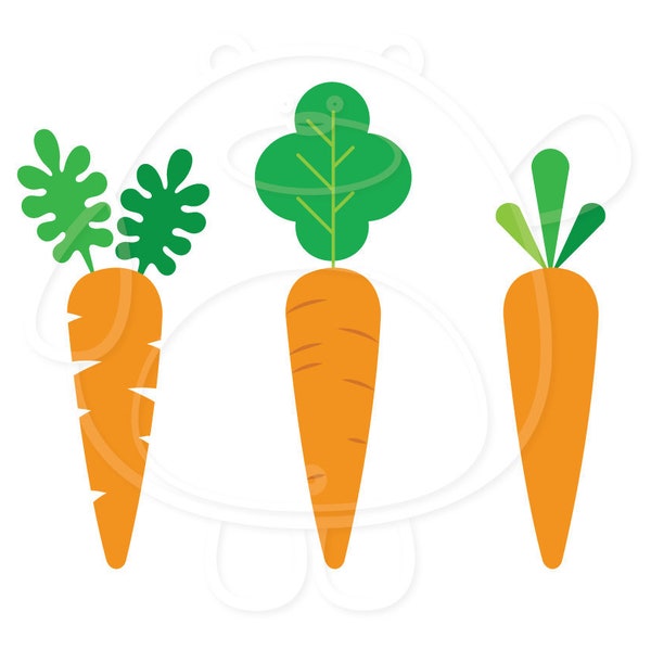 3 Carrots - Svg, Dxf, Png & Eps formats - Cut File - Easter Carrot - Bunny Carrot - Digital Clipart - Personal and Commercial Use