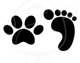 Dog Paw - Human & Dog Footprints - Svg, Png, Dxf and Eps 4 formats - Vector File - Cricut and Silhouette - Digital Download
