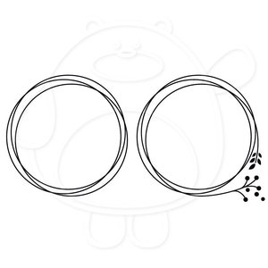 May include: Two black outlined circles with a floral design on the right side. The circles are empty and ready for text or images.