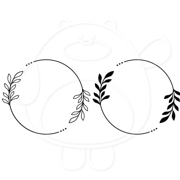 Decorative Leafy Wire Wreath - Leafy Wire Monogram Frames - Svg, Png, Dxf and Eps 4 formats - Vector - Silhouette - Digital Download