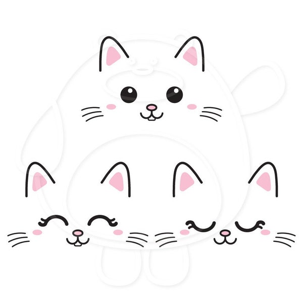 Cat Face - Kitten whiskers - Cute Kitty Eyelashes - Svg, Dxf, Png & Eps formats - Cut File - Digital Clipart - Personal and Commercial Use