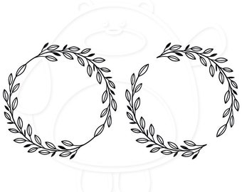 Decorative Leaf Wreath - Leafy Wire Monogram Frames - Svg, Png, Dxf and Eps 4 formats - Vector - Cricut - Silhouette - Digital Download