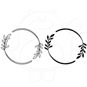 Leafy Double Wire Wreath - Leafy Wire Monogram Frames - Formats Svg, Png, Dxf et Eps 4 - Vector - Silhouette - Téléchargement numérique