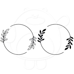 Könnte beinhalten: Schwarz-weiß-Zeichnung einer stilisierten Blumenkrone mit drei Zweigen mit Blättern.