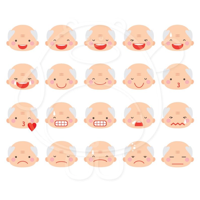 40 Grandpa Emojis Digital Clipart Png Format Personal And Etsy