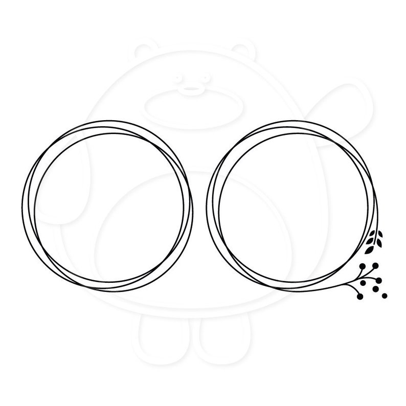 May include: Two black outlined circles with a floral design on the right side. The circles are empty and ready for text or images.