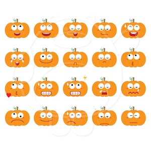 40 Pumpkin Emojis Digital Clipart - PNG Format - Personal and Commercial Use