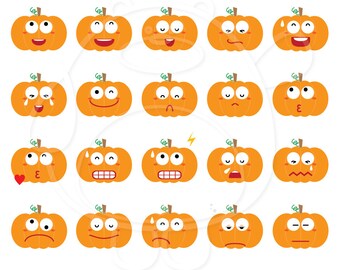 40 Pumpkin Emojis Digital Clipart - PNG Format - Personal and Commercial Use