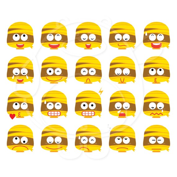 40 Mummy Emojis Digital Clipart Png Format Personal And Etsy