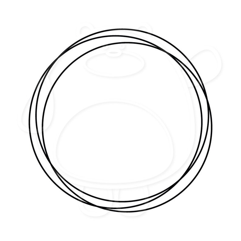 May include: A black and white outline of a circle with a double border.