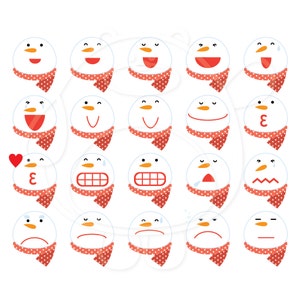 40 個のクリスマス雪だるま絵文字デジタル クリップアート - PNG 形式 - 個人および商用利用