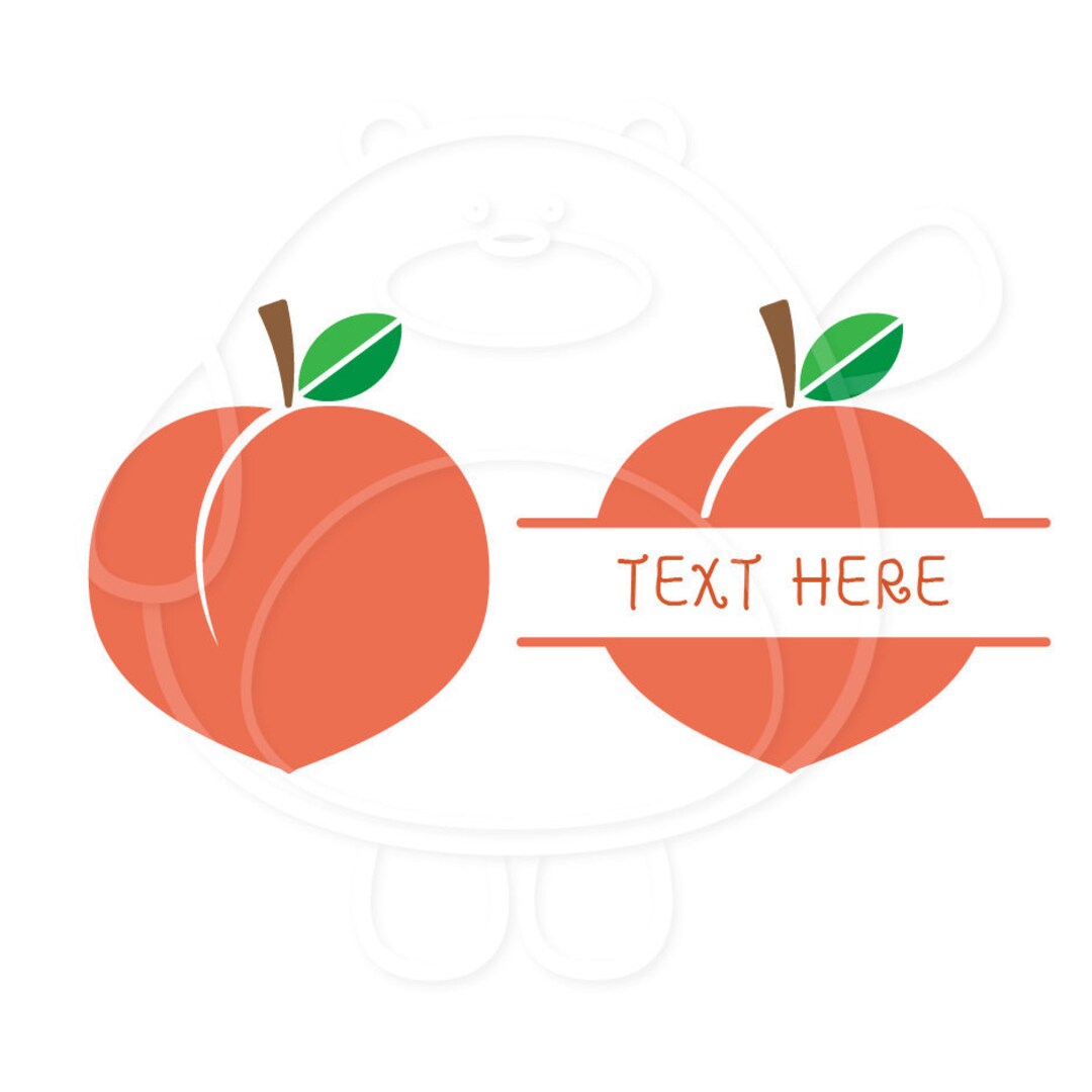 Peach Fruit Name Tag Peach Split Monogram Svg, Png, Dxf and Eps 4 Formats Vector Silhouette