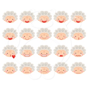 40 oma emoji's digitale clipart - png-indeling - persoonlijk en commercieel gebruik