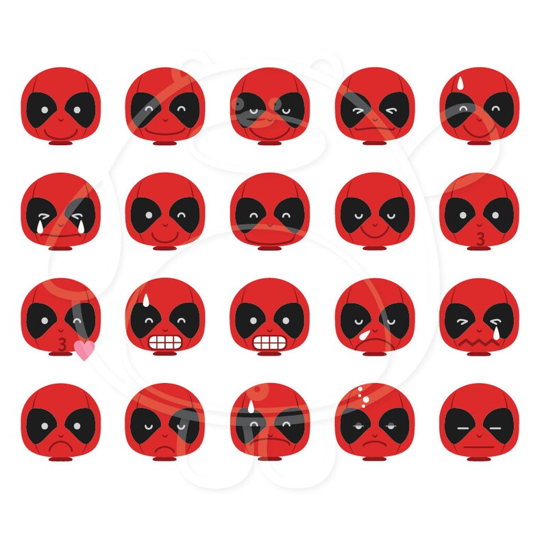 Download 40 Deadpool Emojis Digital Clipart Personal And Commercial Use Png Format Clip Art Art Collectibles