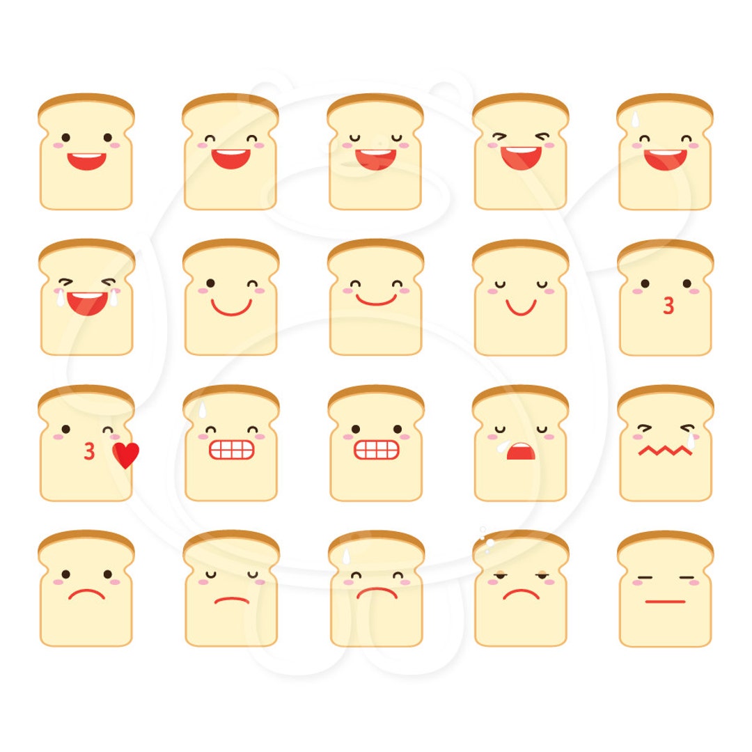 40 Bread Emojis Digital Clipart PNG Format Personal and Commercial Use