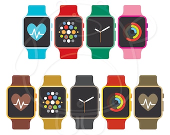 216 Colourful Smart Watches Digital Clipart - PNG Format - Personal and Commercial Use