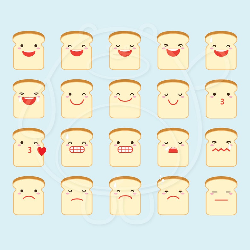 40 Bread Emojis Digital Clipart PNG Format Personal and Etsy