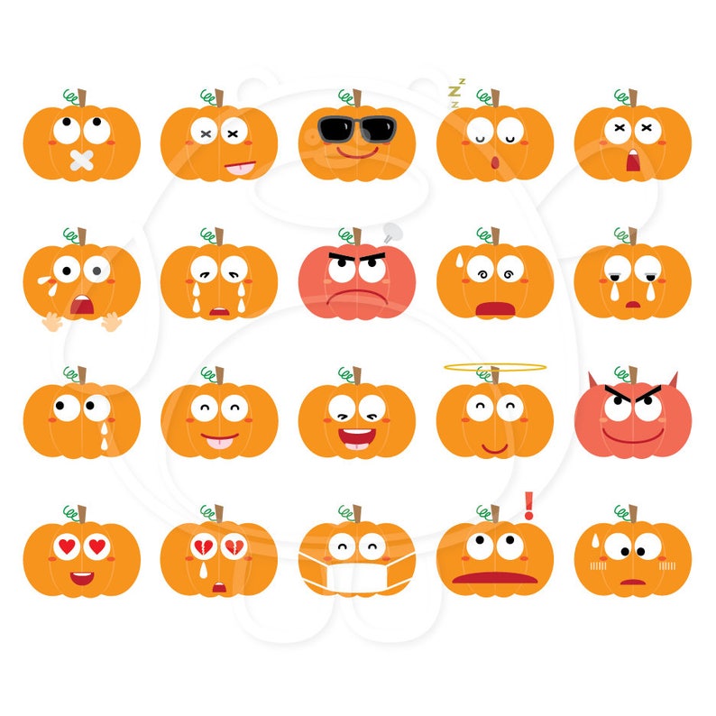 40 Pumpkin Emojis Digital Clipart PNG Format Personal and - Etsy