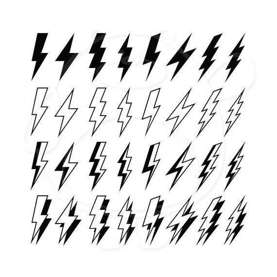 32 Lightning Bolts Flash Svg Png Dxf and Eps 4 Formats Etsy