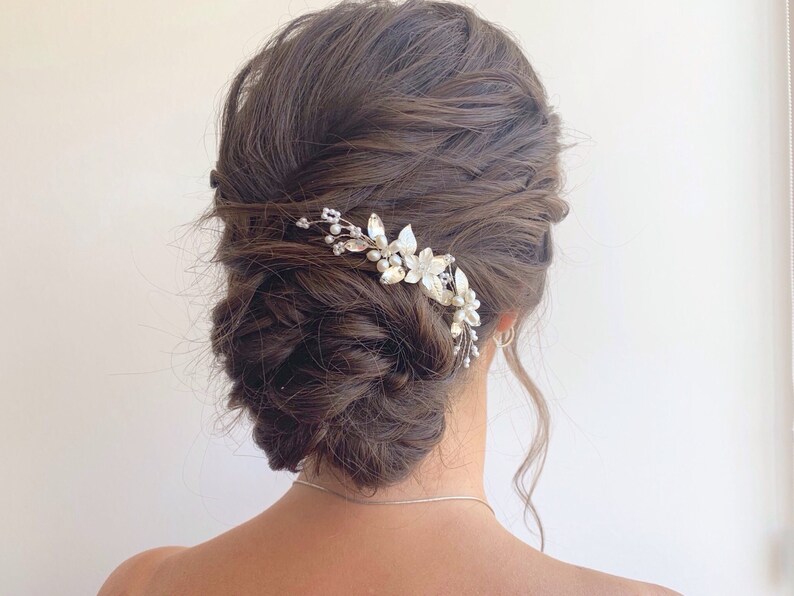 Bridal Crystal Hair Pin Set 2 Or 3 Pins Silver Hair Piece Etsy