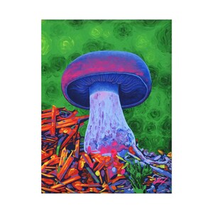 Purple Mushroom Art Print, Home Decor, Wall Art, Psychedelic Art, Uncoated Poster, Unique Gift
