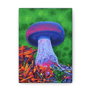 Purple Mushroom Art Print, Psychedelic Art, Home Decor, Wall Art, Canvas Gallery Wraps, Unique Gift