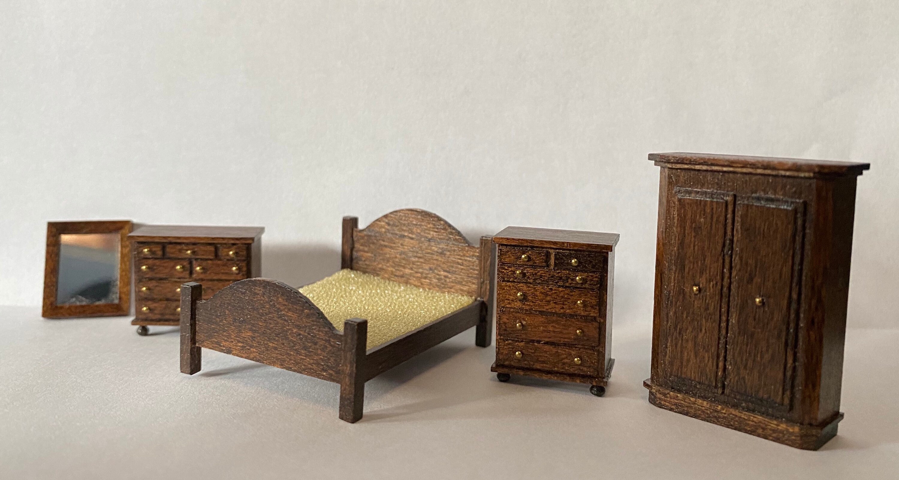 1/4 Scale Miniature Walnut 5 Piece Bedroom Set | Etsy