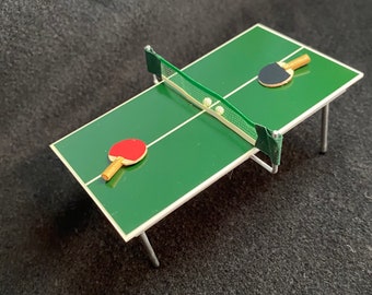 1/24 Scale Miniature Ping Pong Table with 2 Balls and 2 Paddles by John Gullaksen