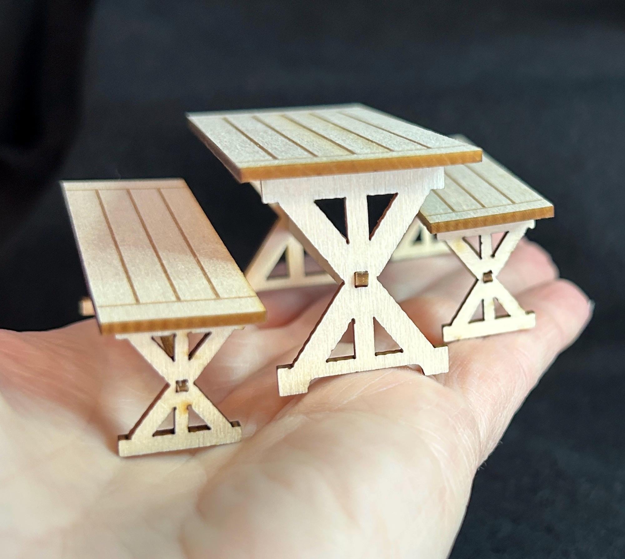 1/24 Scale Miniature Table & Benches KIT Set - Etsy