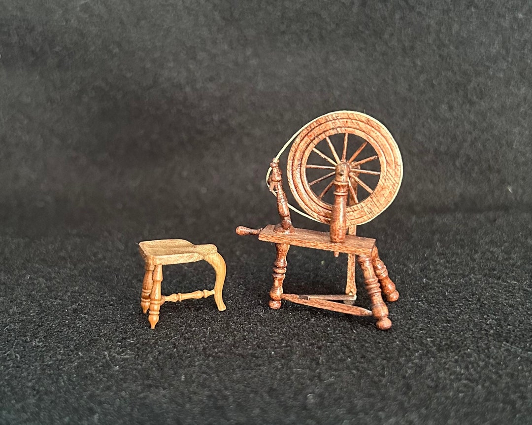 1/24 Scale Miniature Spinning Wheel & Stool by David Kupjack Etsy