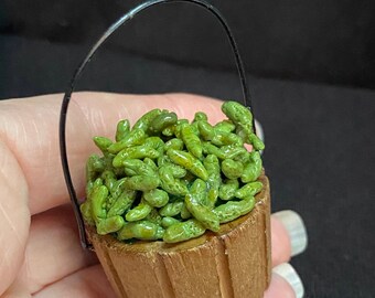 1” Scale Miniature Green Beans in a Basket