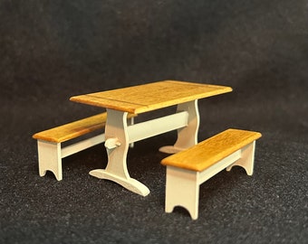 1/24 Scale Miniature Artist Hill Table and Benches