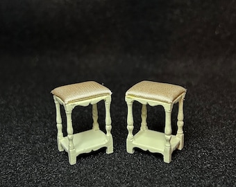 1/24 Scale Miniature Pair of Cream Stools