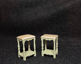 1/24 Scale Miniature Pair of Green Stools