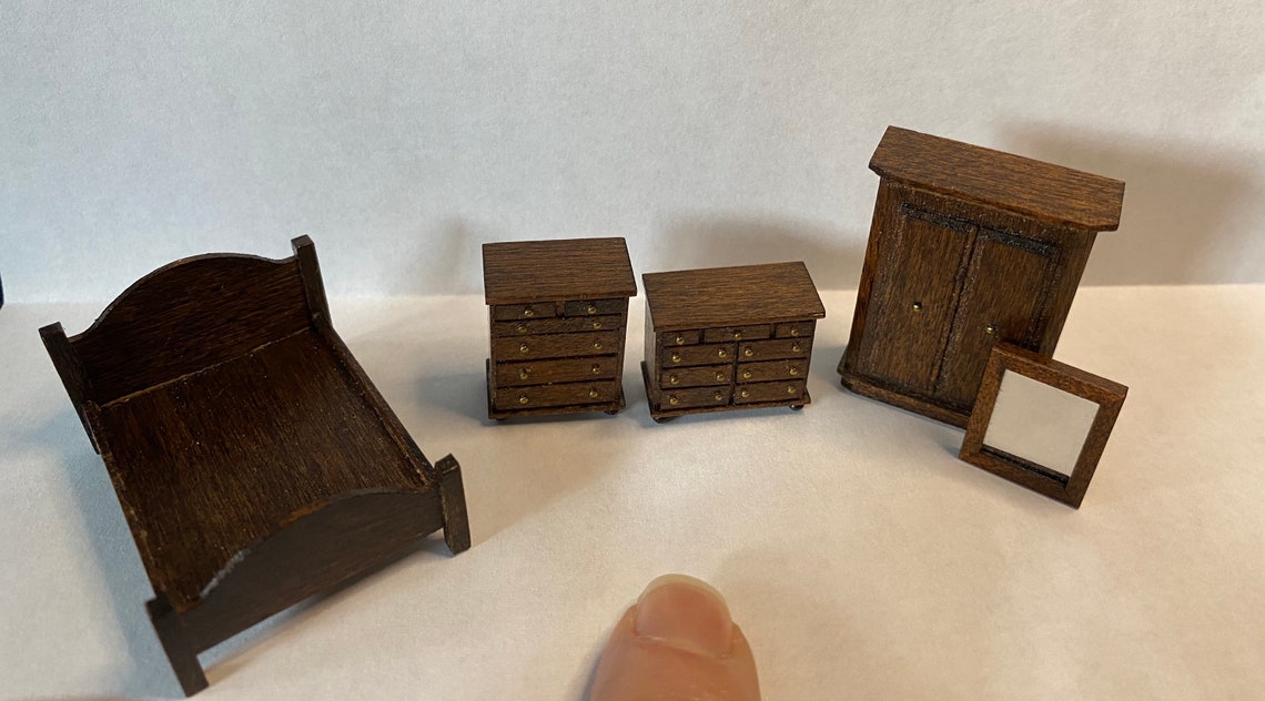 1/4 Scale Miniature Walnut 5 Piece Bedroom Set | Etsy