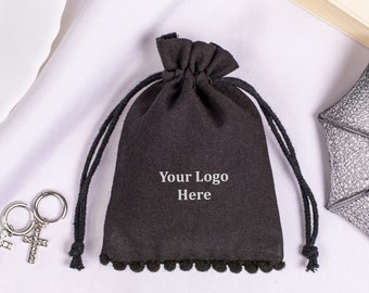 100 Black Custom Jewelry Bag With Personalized Logo, Jewelry Package, Jewelry Pouch With Logo, Jewelry Packaging Pouches - Free Shipping
