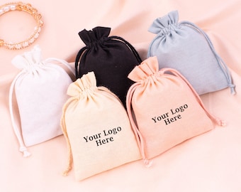 100 Custom Jewelry Package Pouch Personalize Drawstring Bag, Wedding Favor Bag, Dust Bag, Small Bag, Pouch With Logo - Free Shipping