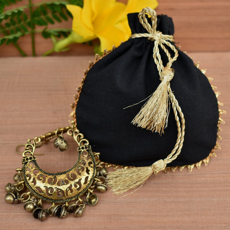 100 Golden Drawstring Pouch With Golden Tassel Personalized Jewelry Packaging Pouch Drawstring Bag