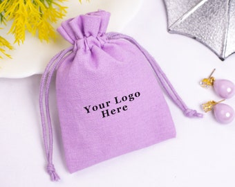 Set Of 100 Jewelry Package Pouch, Custom Jewelry Pouch With Logo, Personalized Wedding Favor Bags ( Free Shipping, Purple)