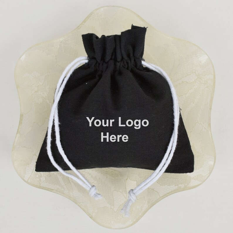 100 Black Cotton Drawstring Bag Personalised Pouch Jewelry Etsy