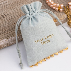 Pochette en coton 100 gris avec cordon de serrage, pochette d'emballage de bijoux personnalisée, sac pour cadeaux de mariage, pochette en coton indien - livraison gratuite