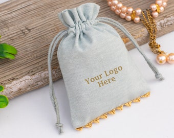 100 Gray Cotton Drawstring Pouch Custom Jewelry Packaging Pouch Wedding Favor Bag Indian Cotton Pouch - Free Shipping
